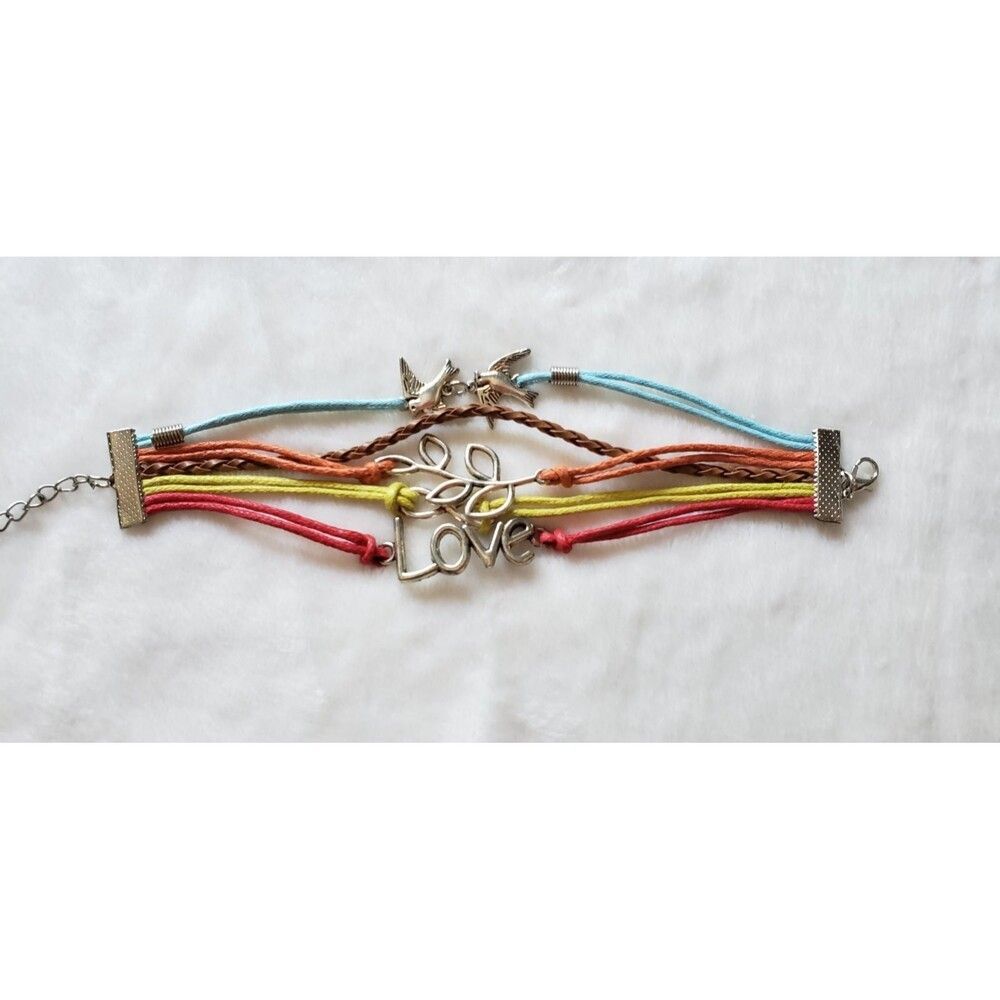 Brightly colored bracelet love birds